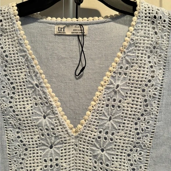 ZARA Light Blue Lace Detail Women's cover up or dress - Picture 2 of 6